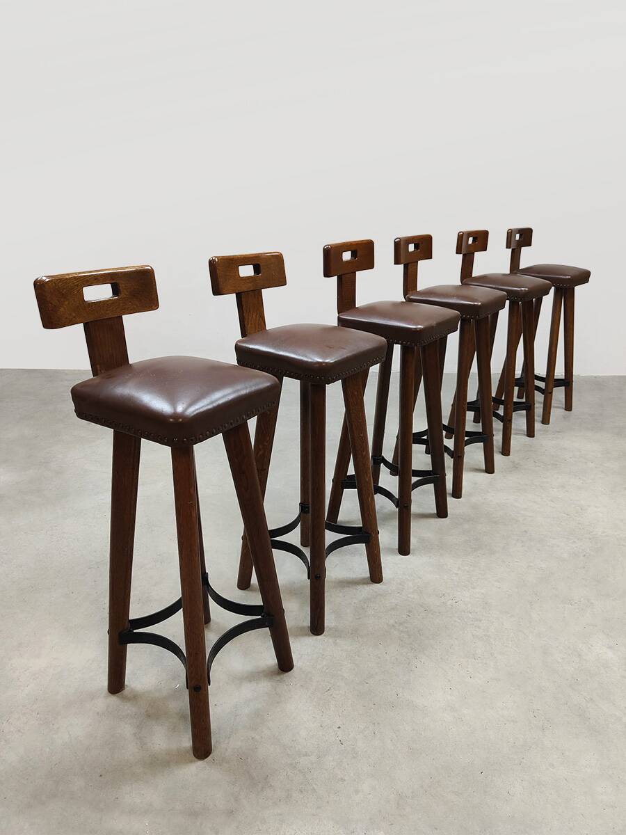 Vintage design 70’s wooden bars tools T-back Brutalist