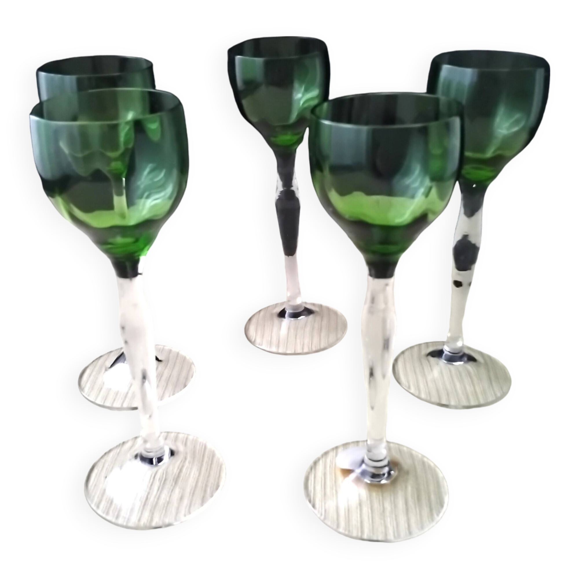 5 Blown Glass Liqueur Glasses