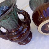 Paire de vases années 60 bleus et bruns
