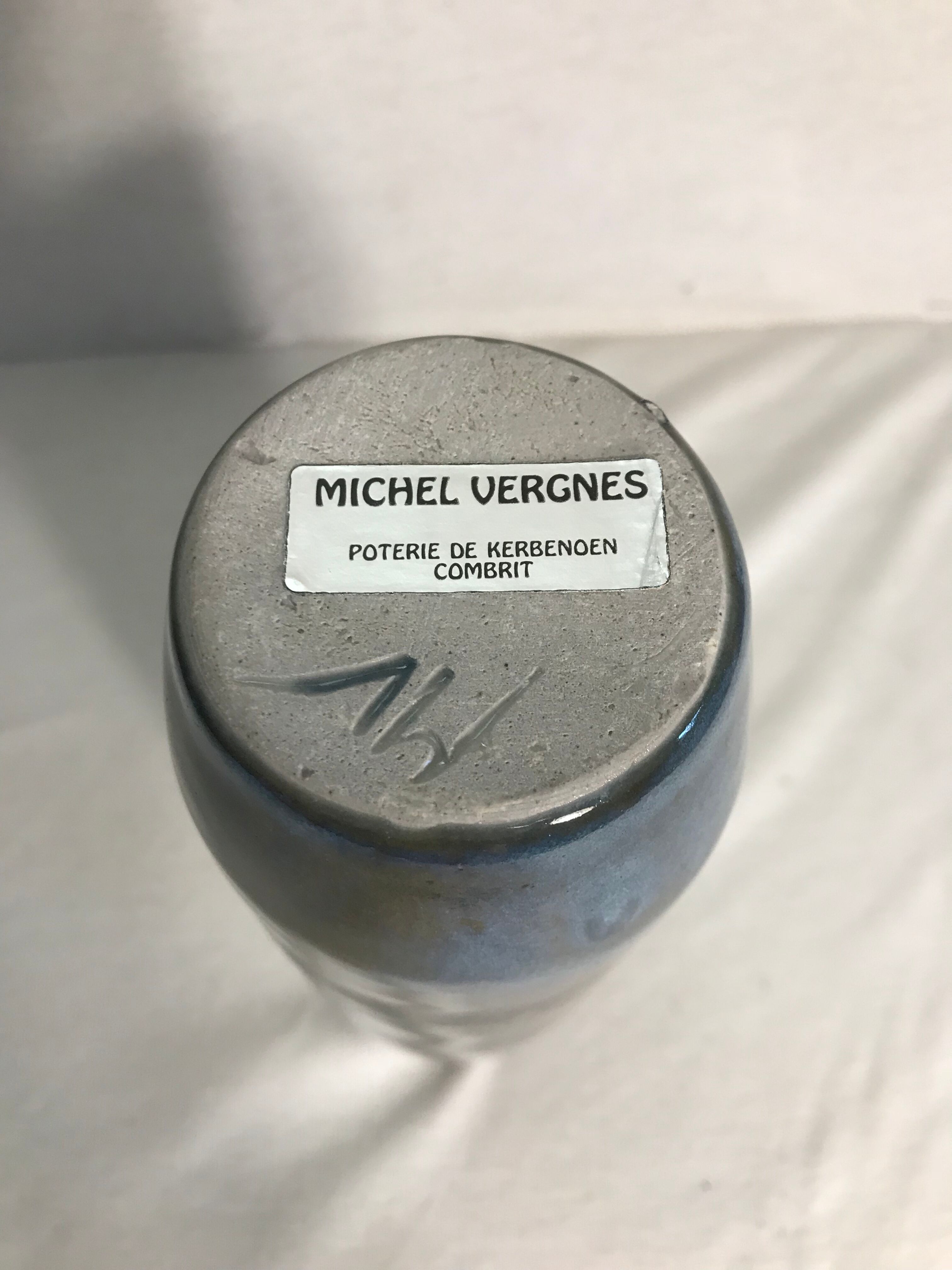 Old Doilies MICHEL VERGNES enameled ceramic Vase Decoration Vintage