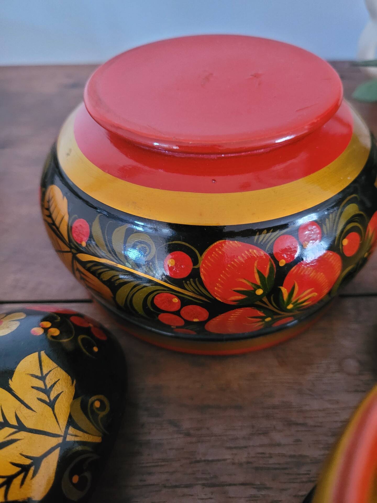 Ensemble bol, pot et cuillère Khokhloma