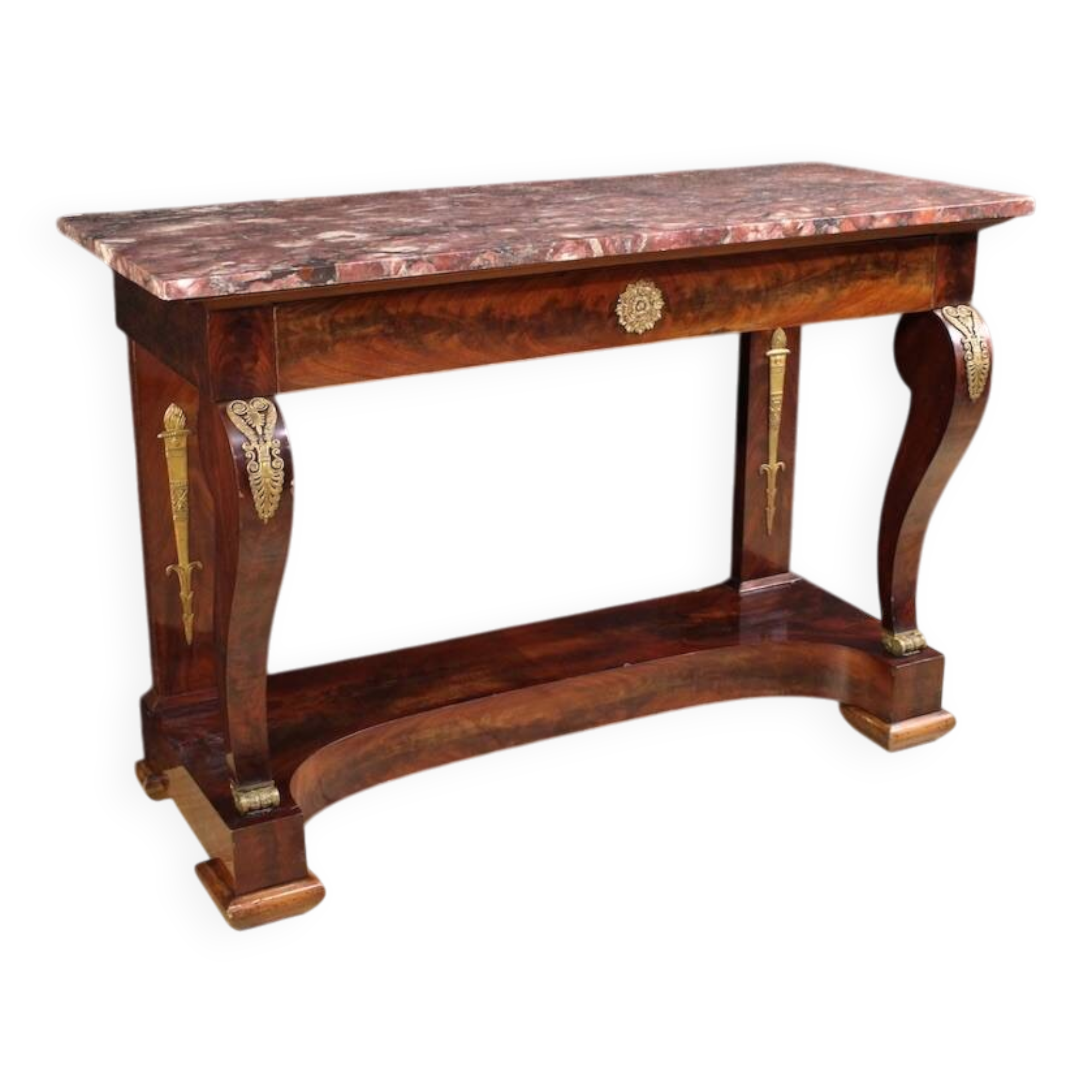 19th century Italian Empire style console table with marble top