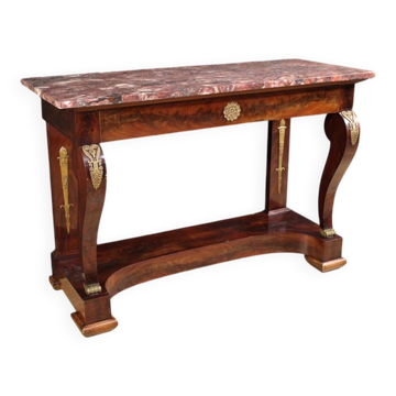 19th century Italian Empire style console table with marble top