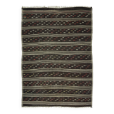 Tapis Kilim Turc Vintage Rayé 190x263 cm Laine Fait Main