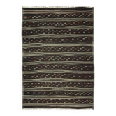 Tapis Kilim Turc Vintage Rayé 190x263 cm Laine Fait Main