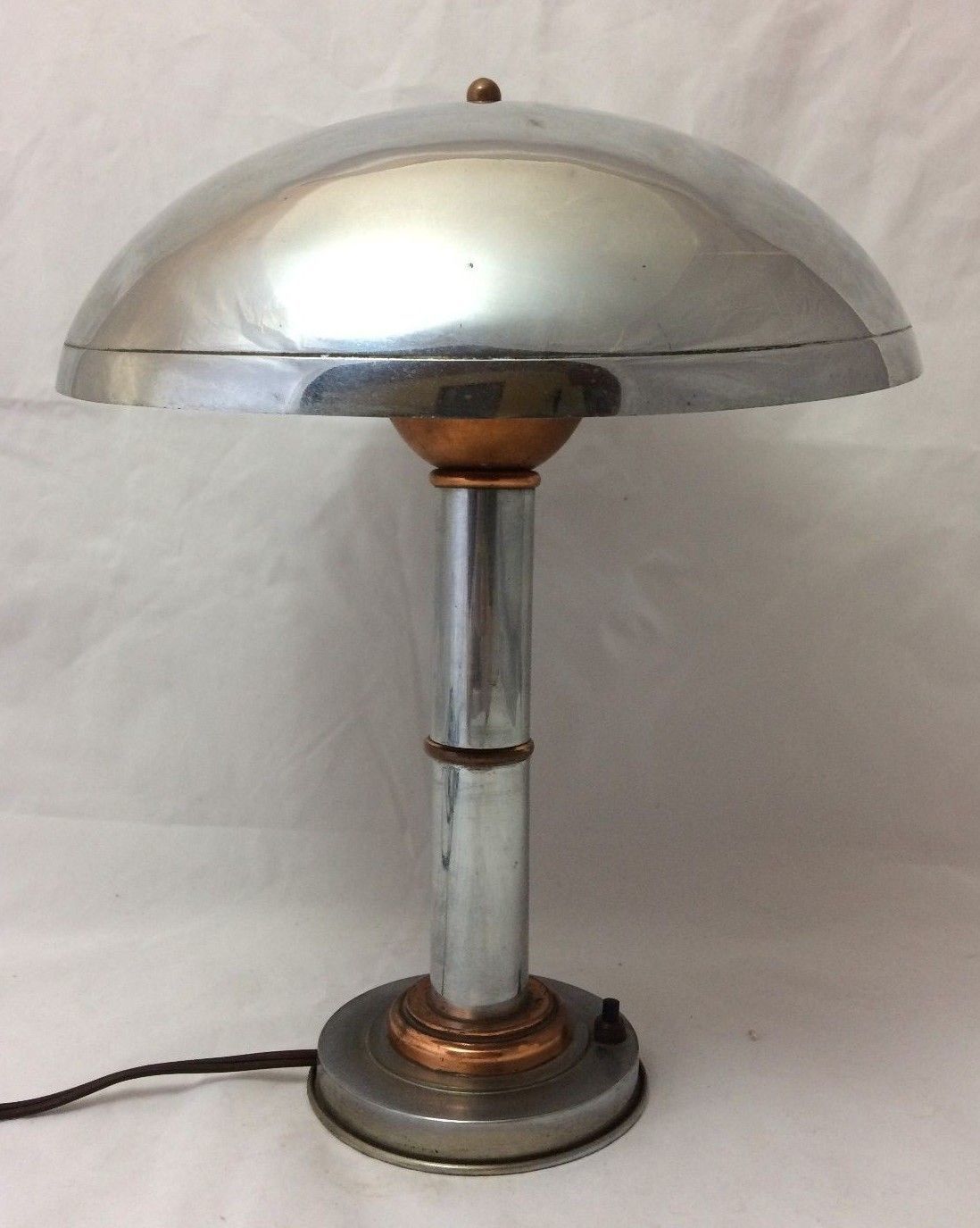 Lampe en chrome 1930 double patine art deco metal doré et cuivre