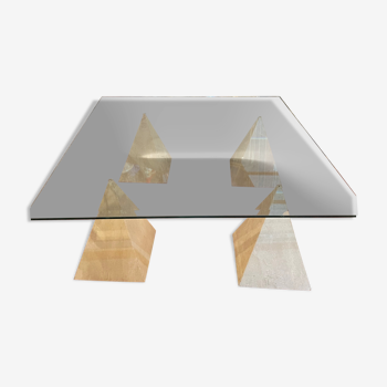 Table basse en verre et marbre