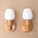 Pair of pine wood and white glass wall lights, 1970s