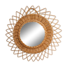 Miroir vintage rond en osier