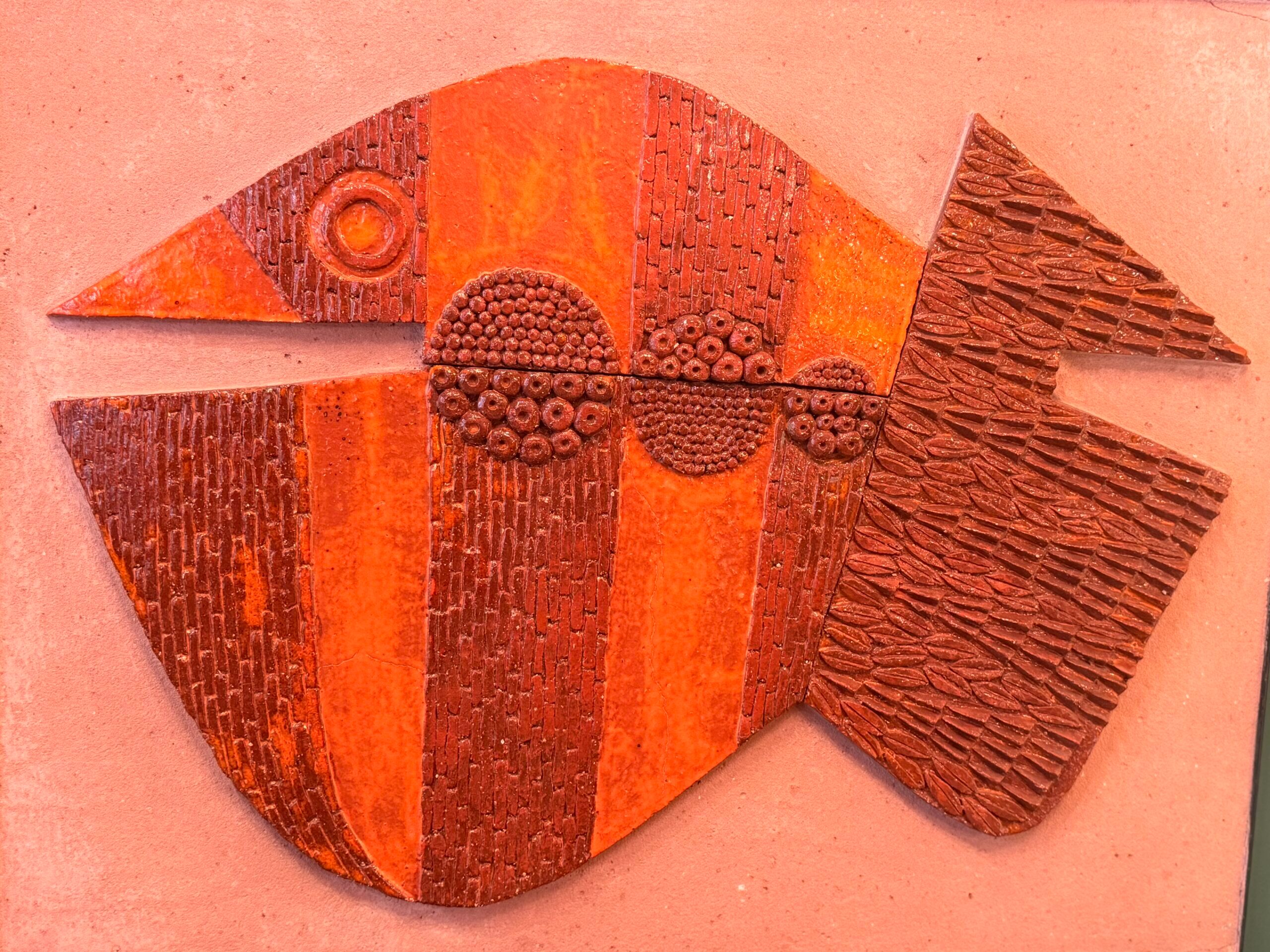 Large ceramic wall panel, stylised fish – 1960s