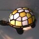 Tiffany style turtle lamp in vintage blue-green glass paste