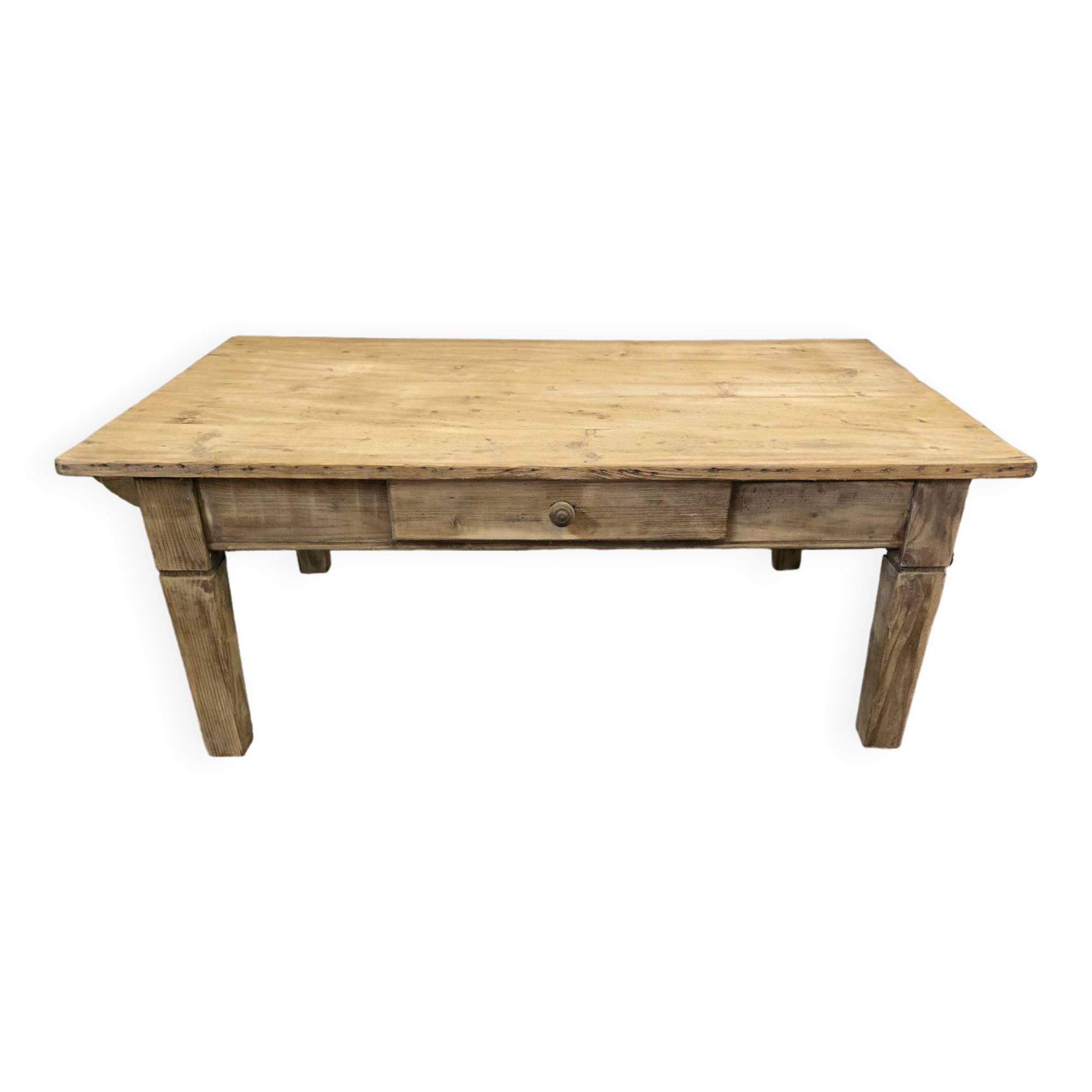 Old fir coffee table with a drawer