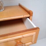 Bamboo and rattan wood chest of drawers from the 60s