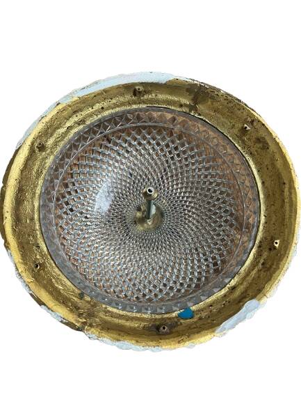 Ceiling light in glass and gold metal