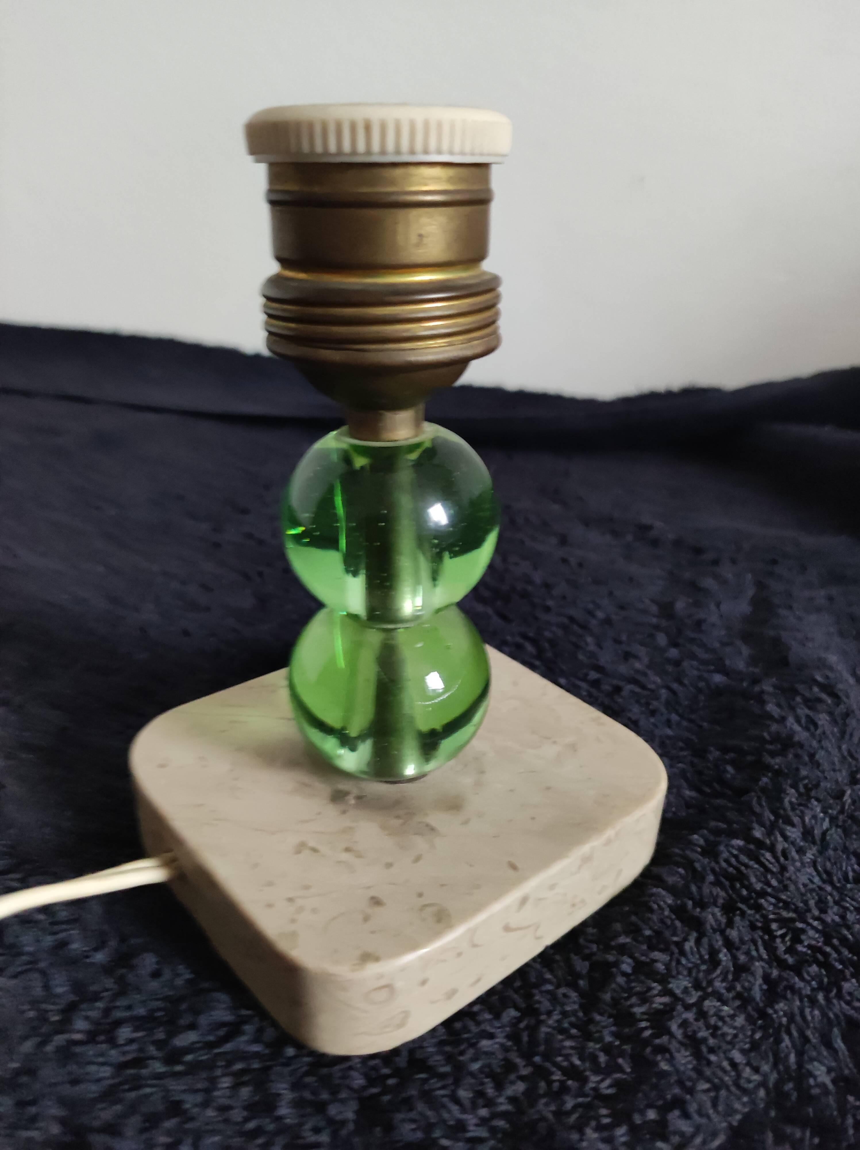 Modernist lamp foot art deco style marble base balls glass