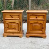 Pair of English bedside tables in solid pine wood
