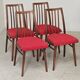 Set of 4 red dining chairs by Antonin Suman for Interier Praha.
