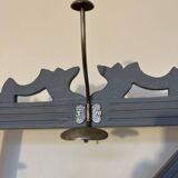 Porte manteau vestiaire art déco en bois patiné gris