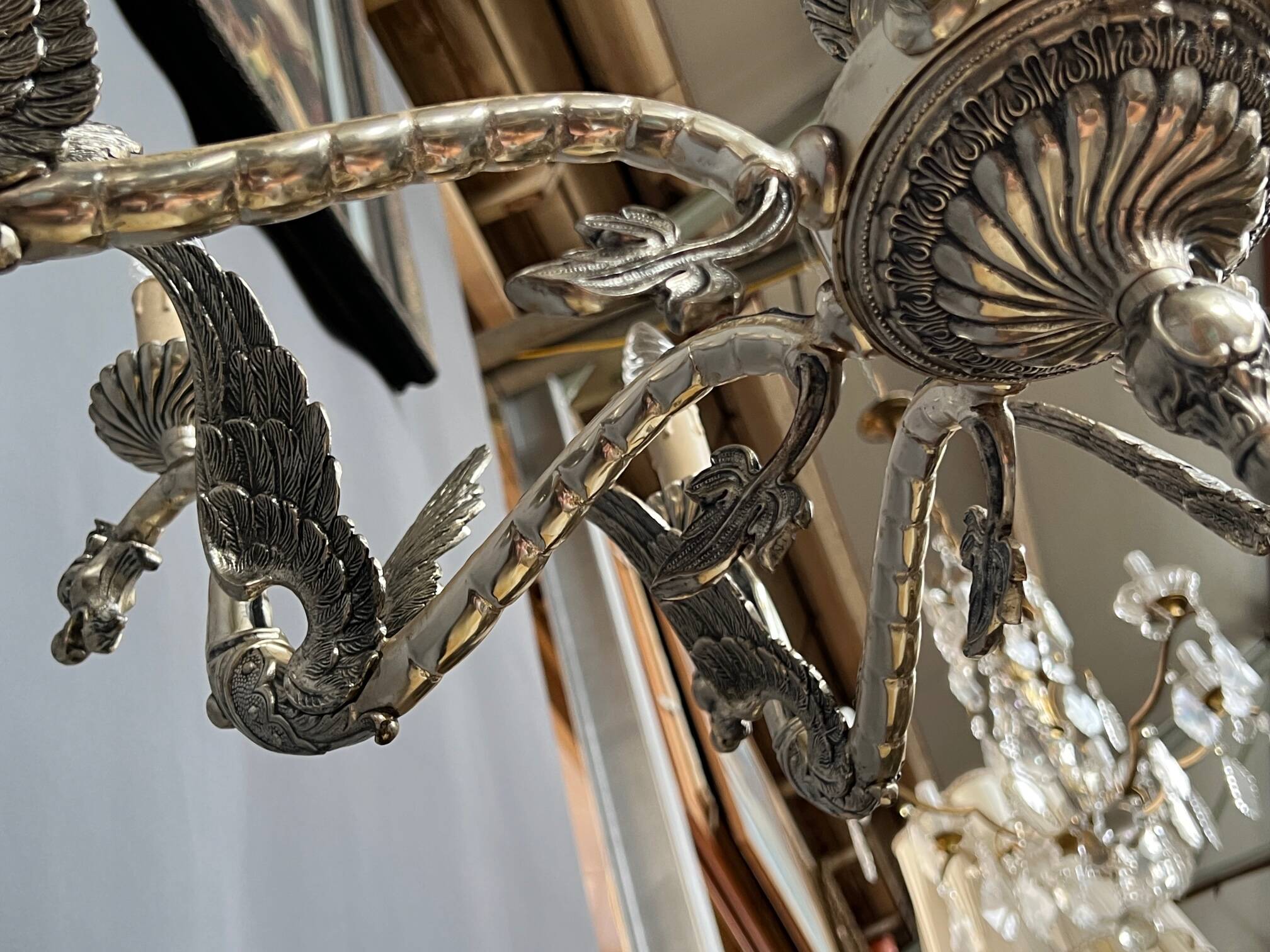 Antique chandelier in neo-gothic style.