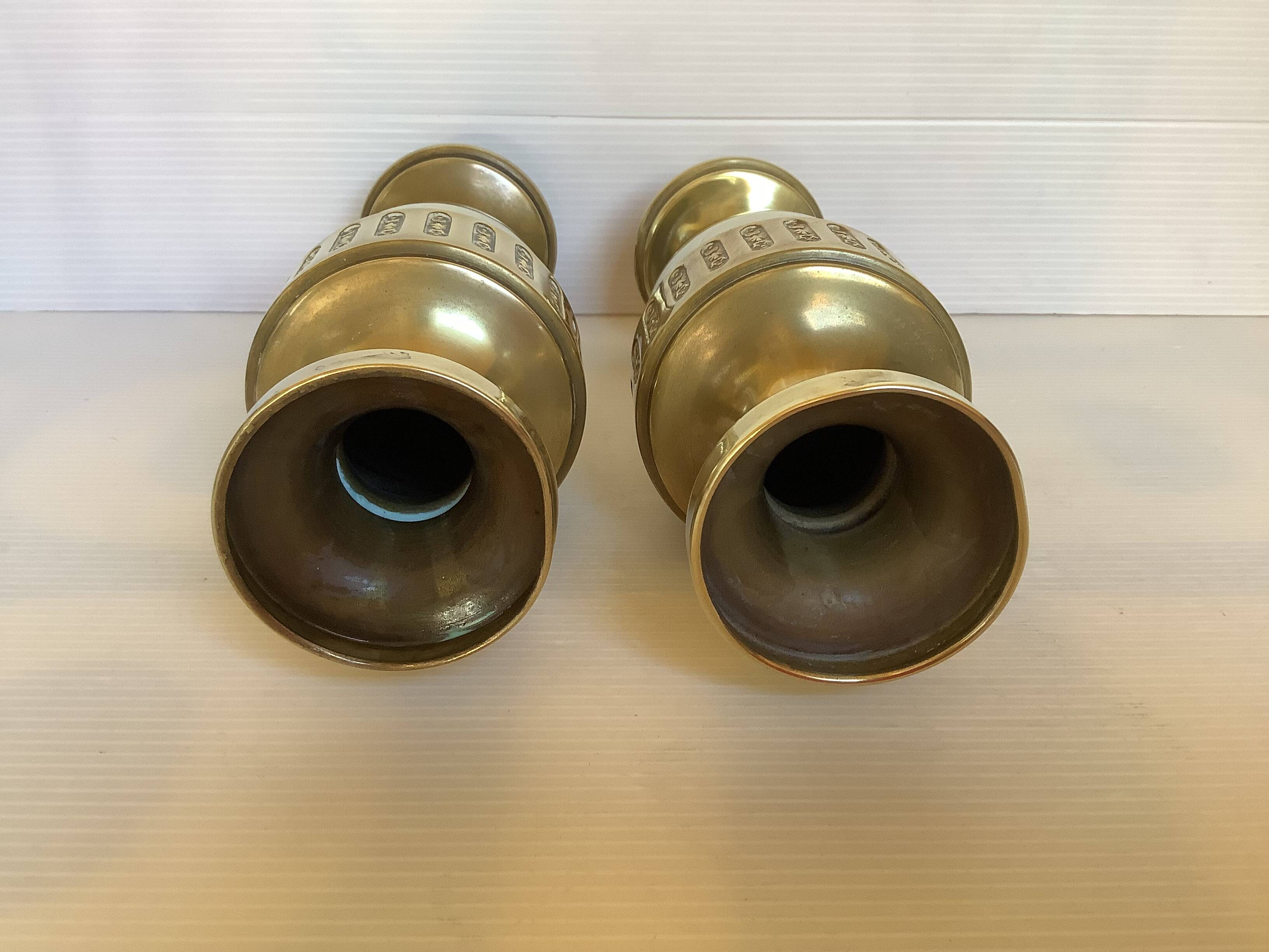 Pair of brass vases