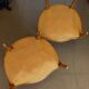Pair of Louis XVI style armchairs in walnut and pink silk and ecru