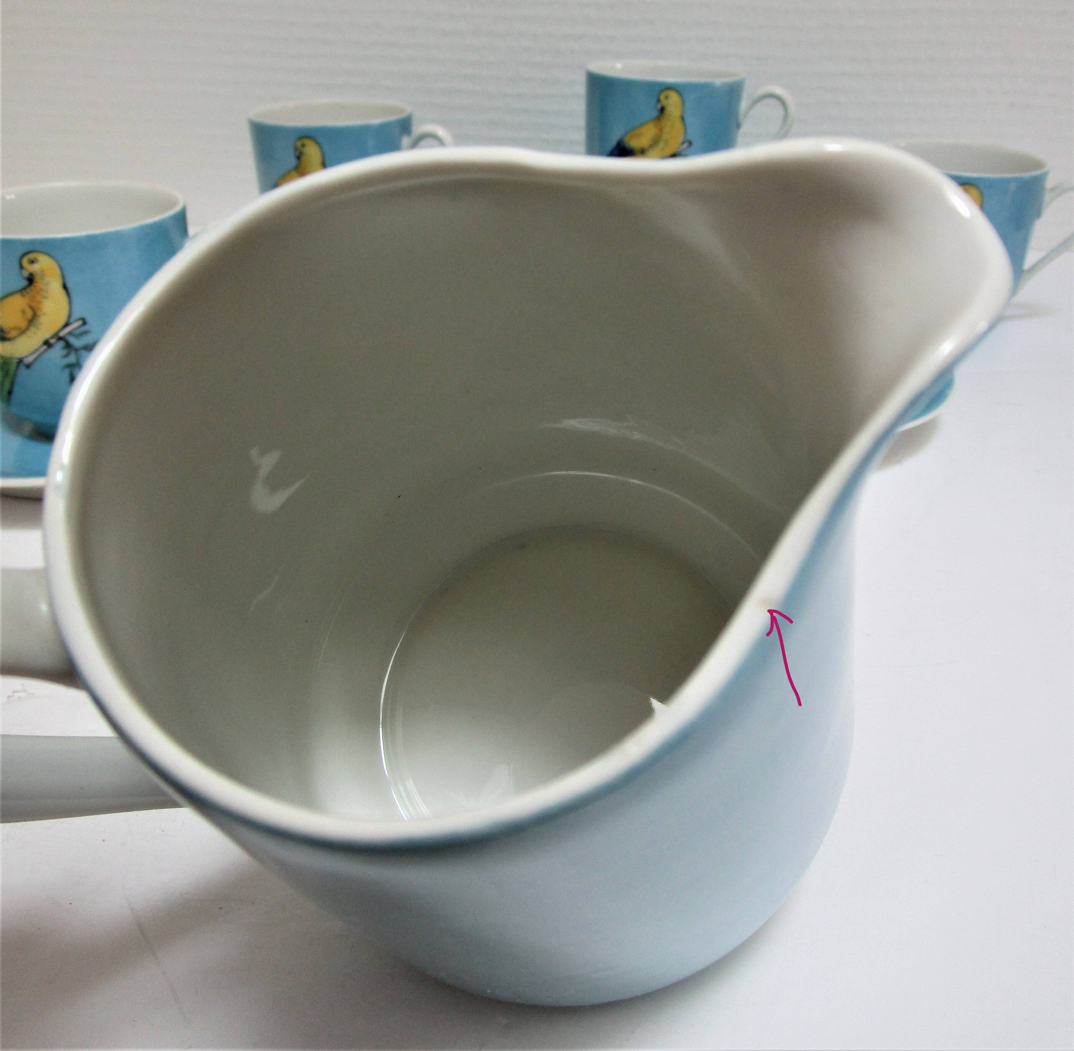 Limoges porcelain parakeet decor coffee service