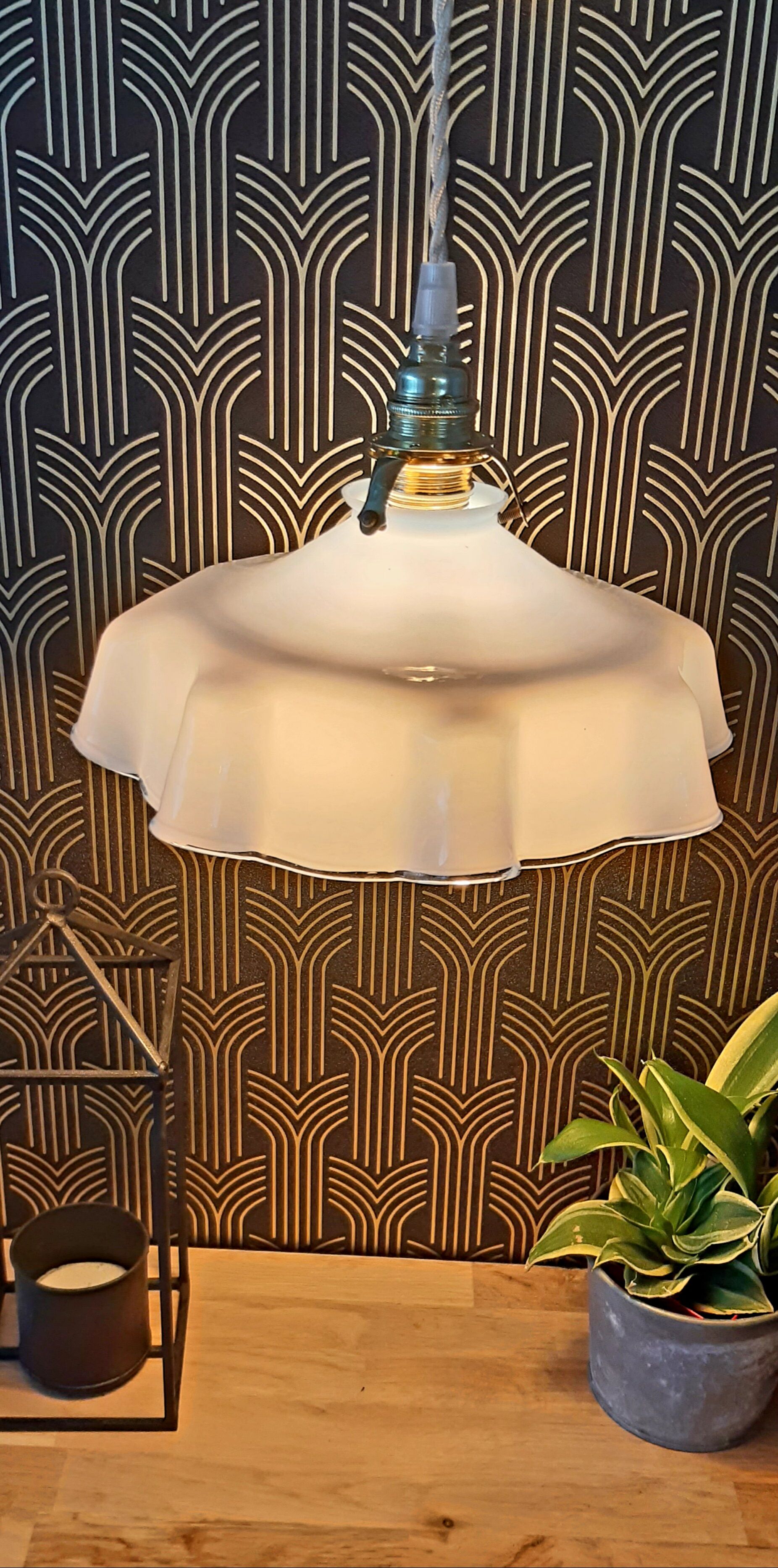 Vintage blue opaline hanging