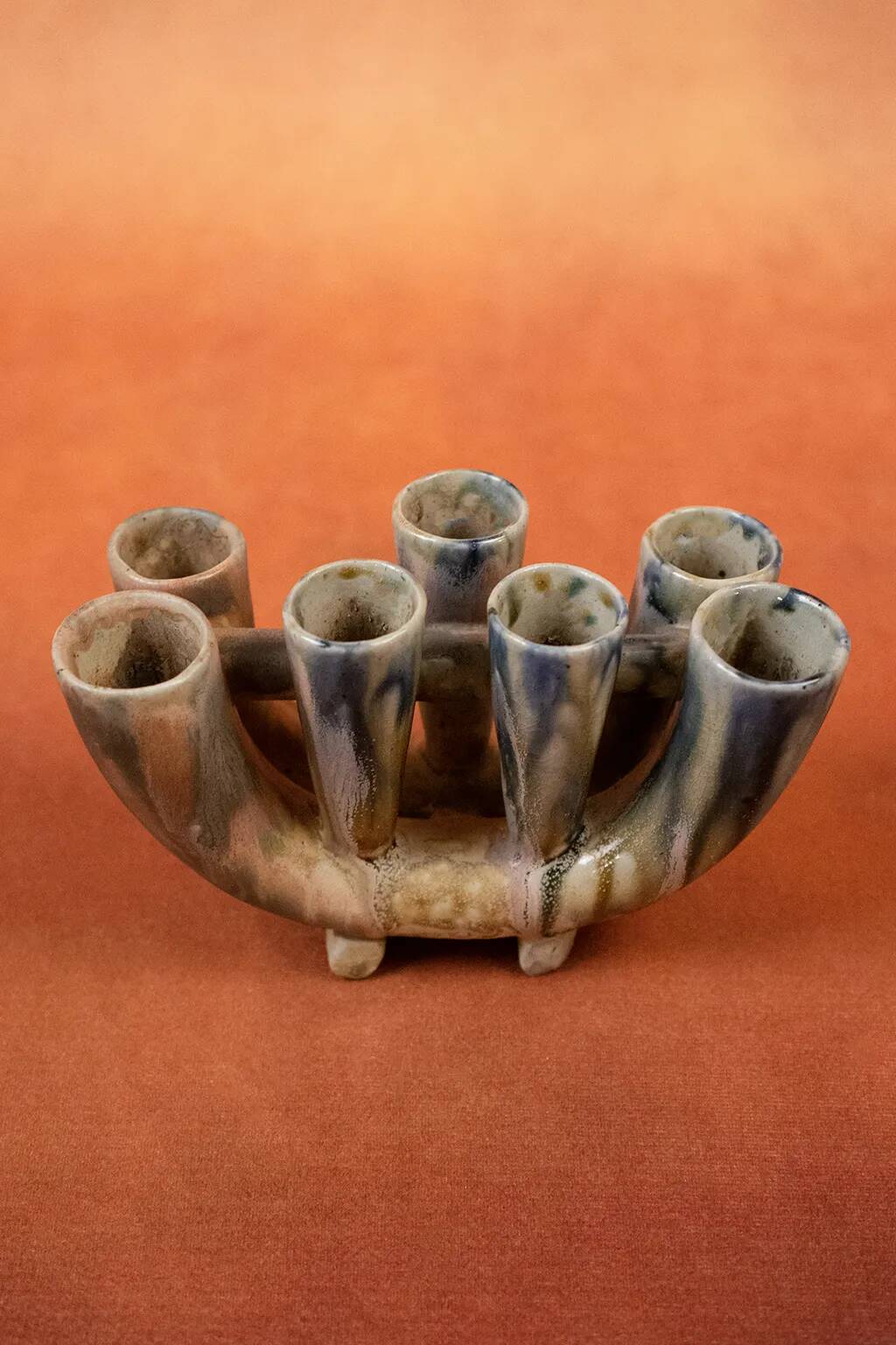 Art Nouveau flower pot in flamed stoneware by Charles Greber