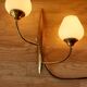 Pair of wood and gilded brass sconces 1950 boat hulls with 2 lights.