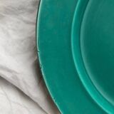 Plat rond en faïence vert vintage