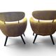 Vintage pair of mustard velvet armchairs from the 20th century.