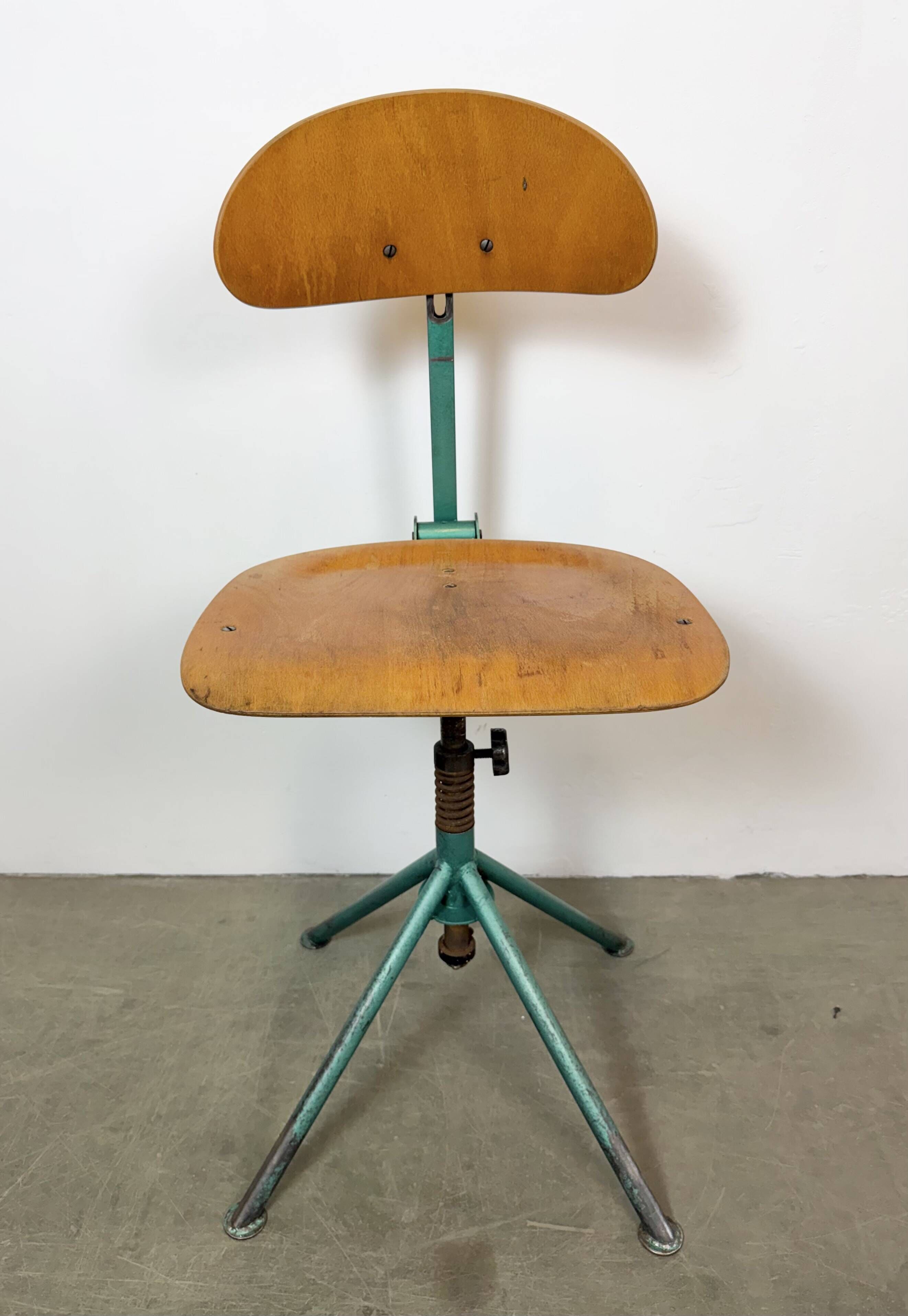 Dark Green Industrial Workshop Chair, 1950s