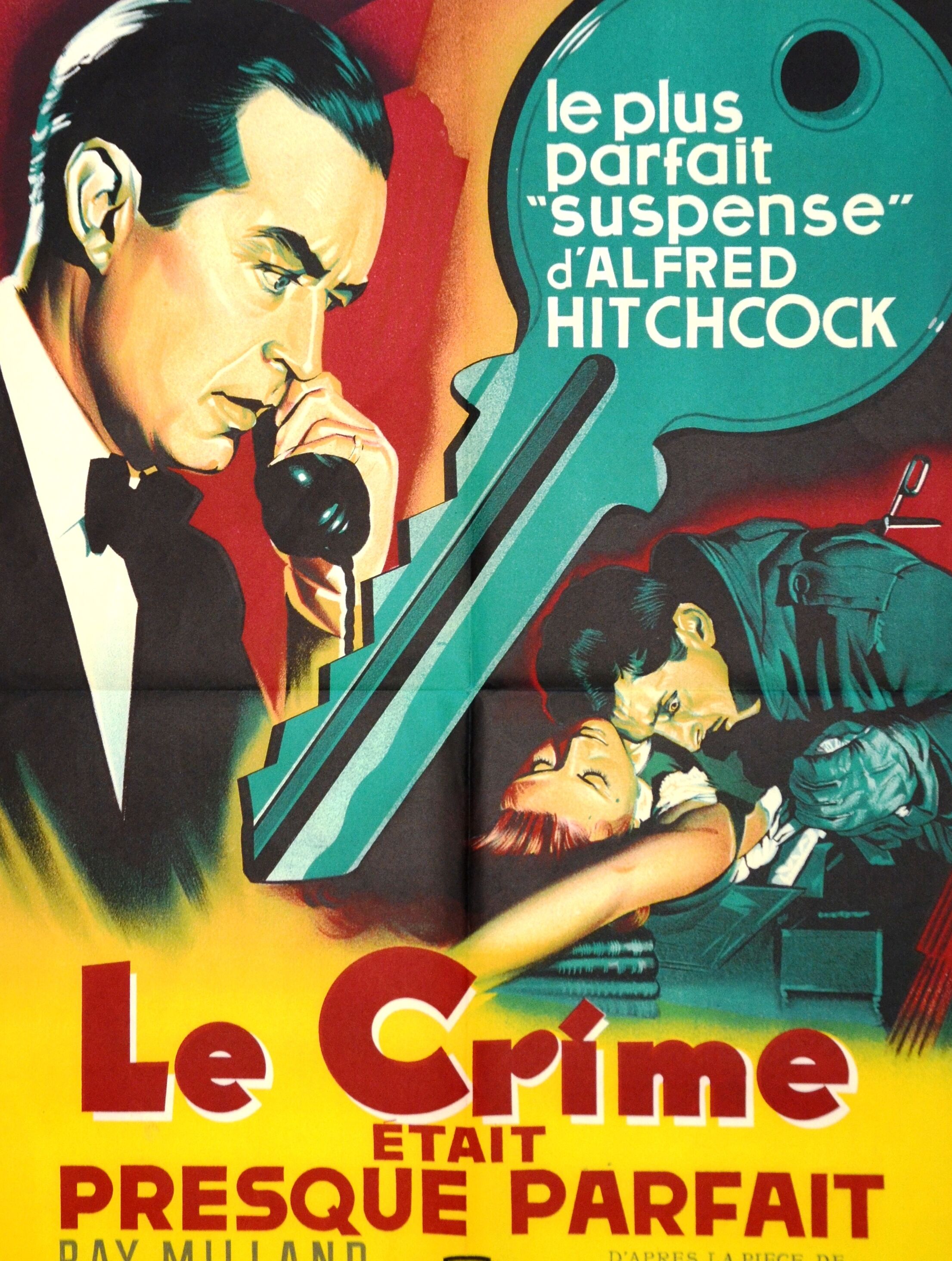 Original movie poster "LeCrime was almost perfect"1955 Hitchcock, kelly...