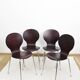 Set of 4 "ant" chairs, vintage, Diego model. Stackable, dark burgundy color.