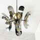 Vintage italian chrome and brass chandelier, 1970s