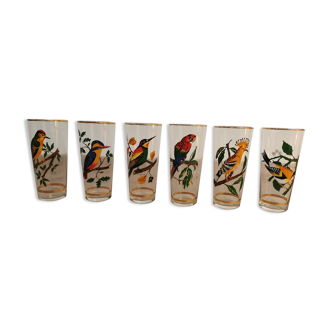 Verres à sirop années 50, modèles oiseaux