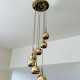 Large vintage pendant lamp gilded with fine gold