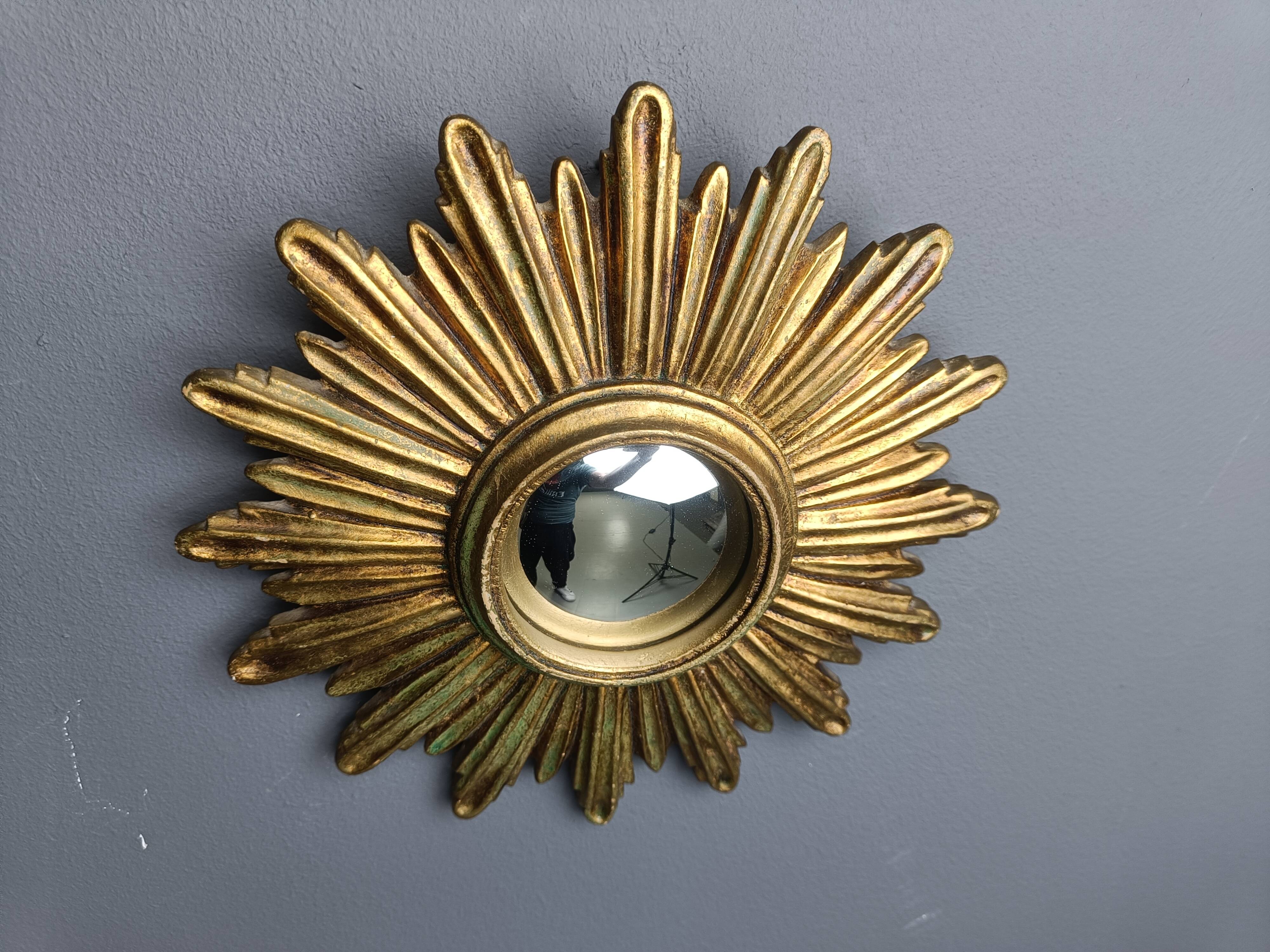 Vintage golden sunburst mirror, 1960s