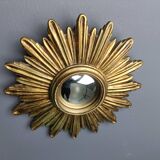 Vintage golden sunburst mirror, 1960s