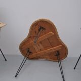 Vintage rattan chairs with table, 1950s, set of 3