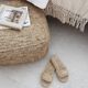 Pouf coussin de sol carré en raphia jute naturel bohème