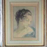 Portrait of a woman after François Boucher - chromolithography of Louis Marin Bonnet - XVIIIth