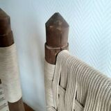 Brutalist wooden and rope chairs