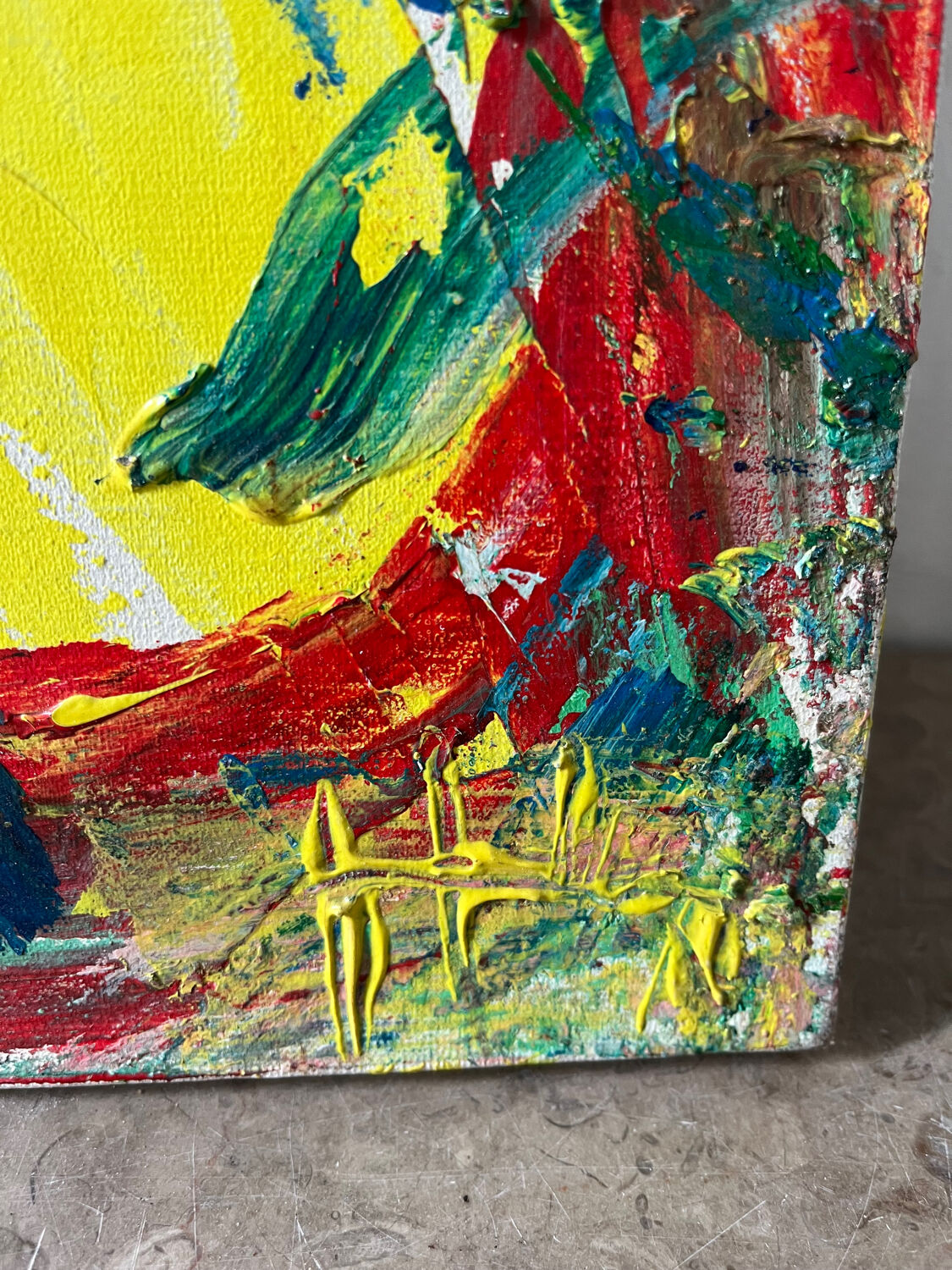 Jazzman playing the double bass, abstract, signed