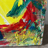 Jazzman playing the double bass, abstract, signed