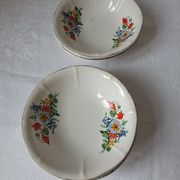 Coupelles vintage Digoin Sarreguemines. Décalcomanies de fleurs