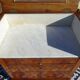 Commode coiffeuse, système en chemin de fer