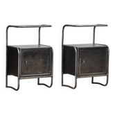 Set of iron bedside tables, 1950s