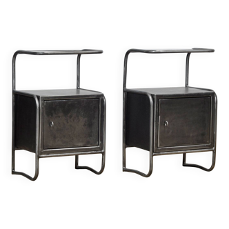 Set of iron bedside tables, 1950s