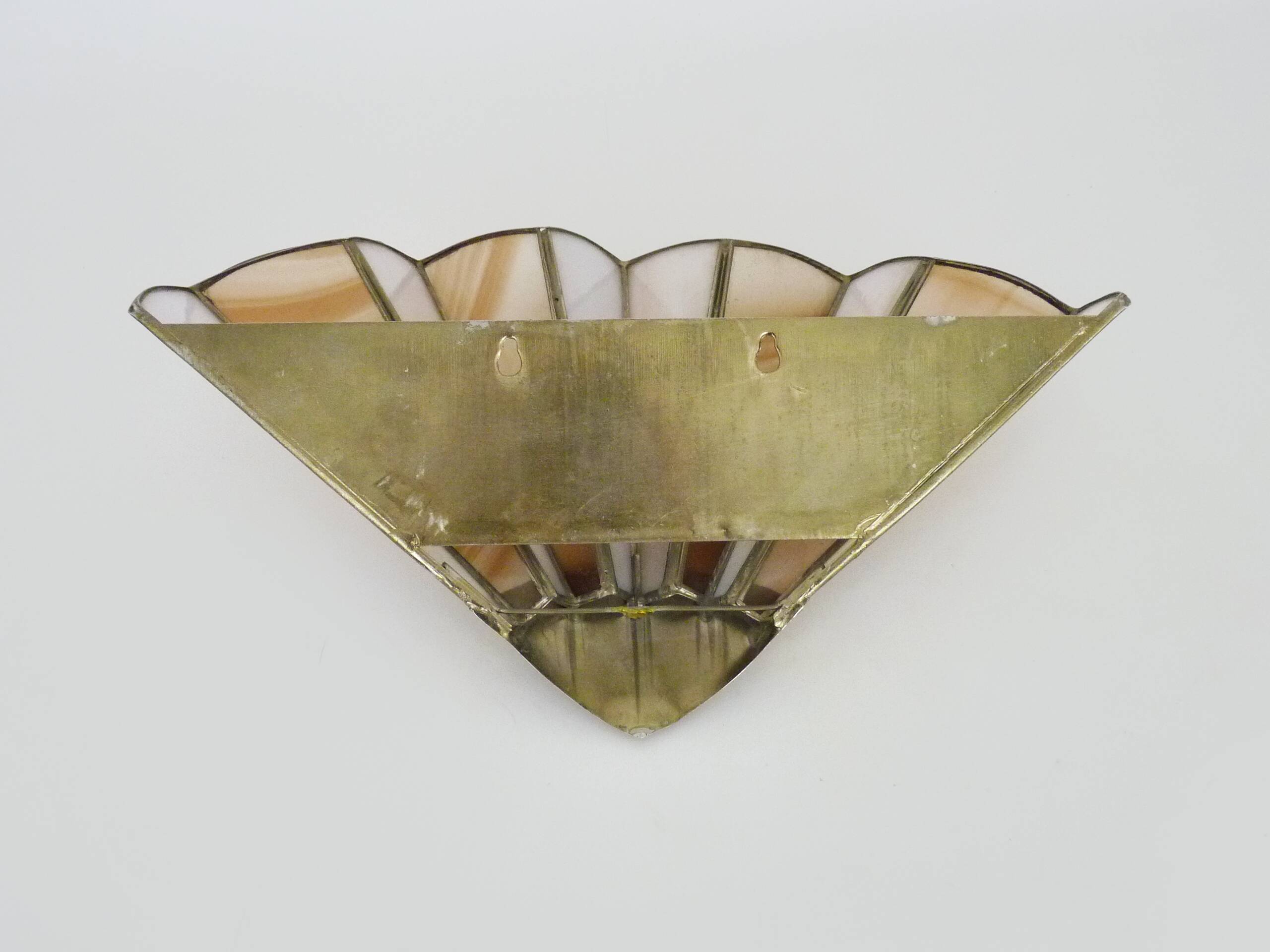 Art Deco style fan wall light in brass and real glass paste. 60s